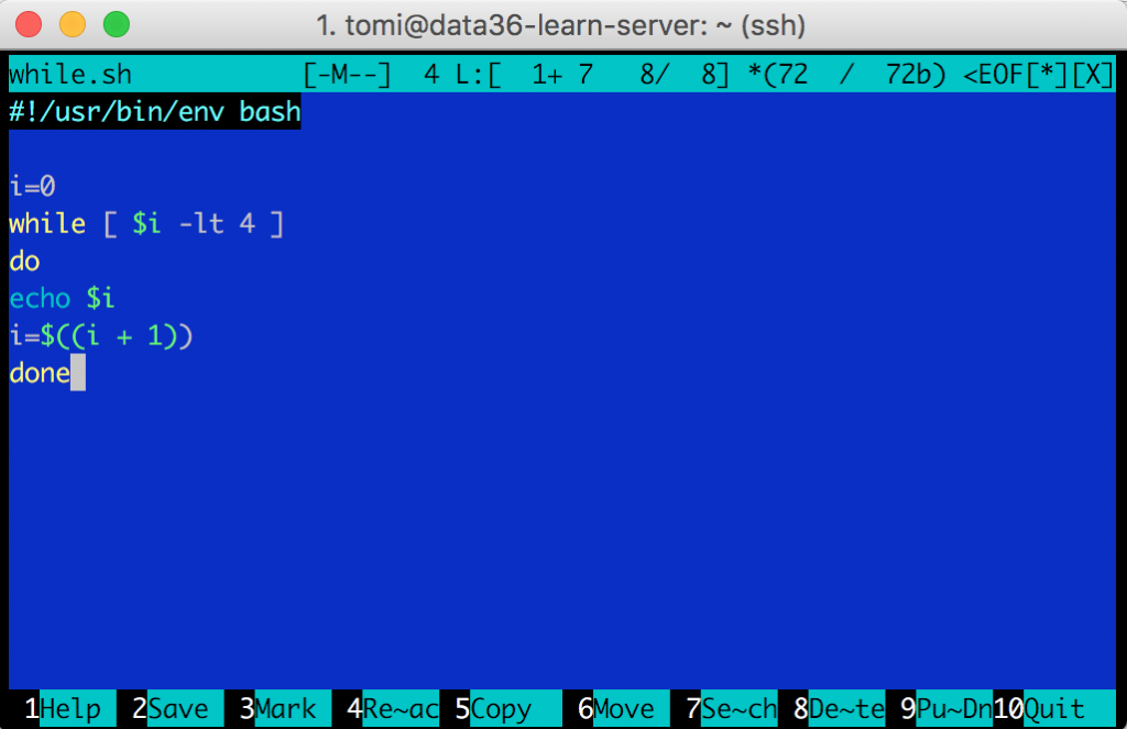 data science command line bash while loop in a script