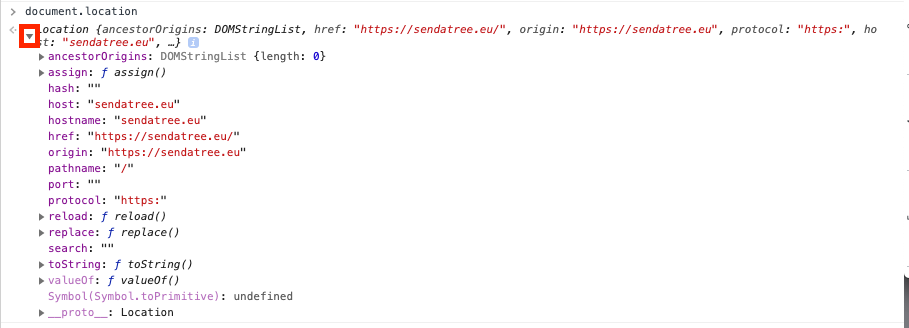 console document location javascript data