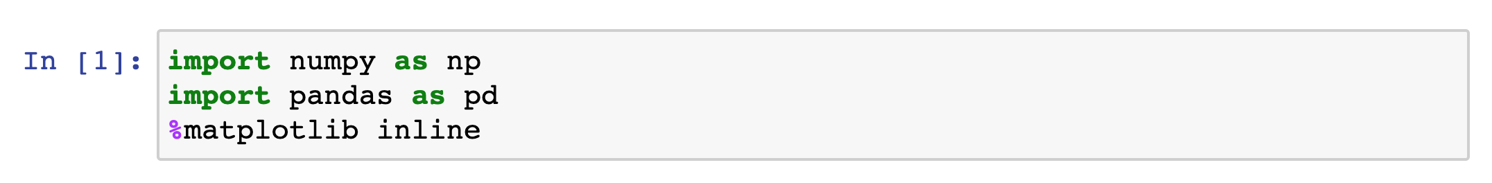 import numpy pandas matplotlib