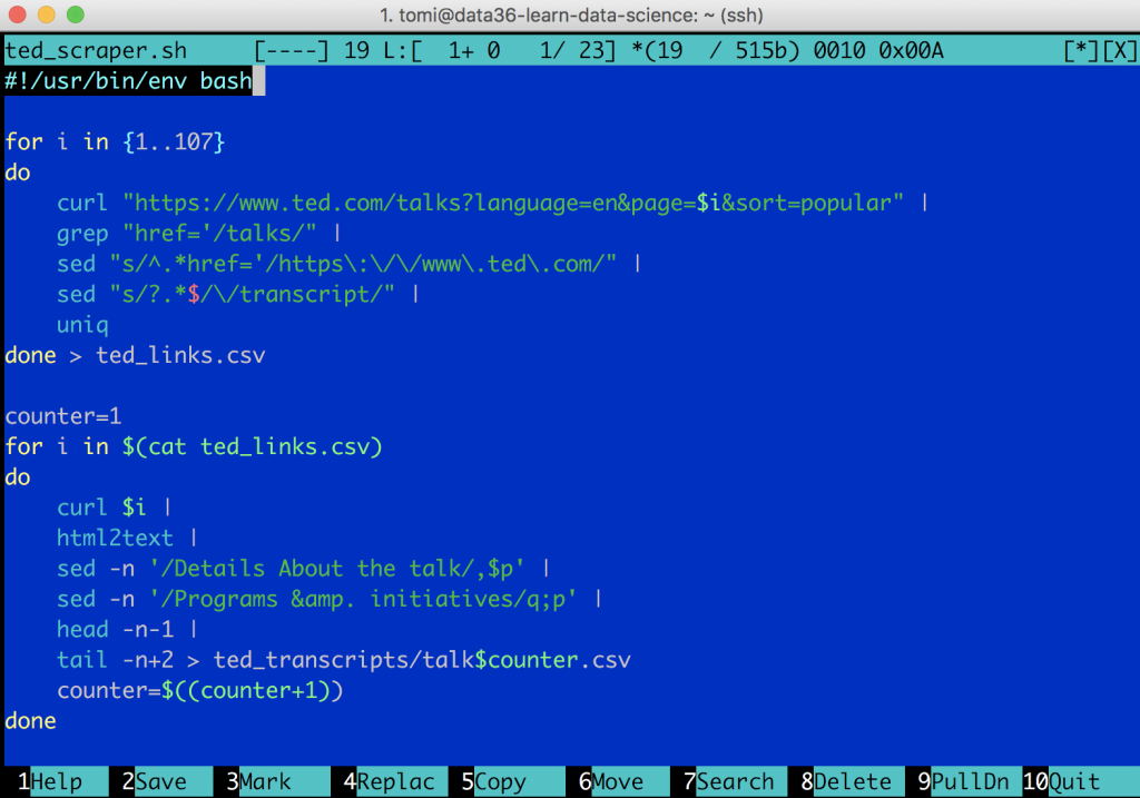 scraping multiple web pages with a bash script mcedit